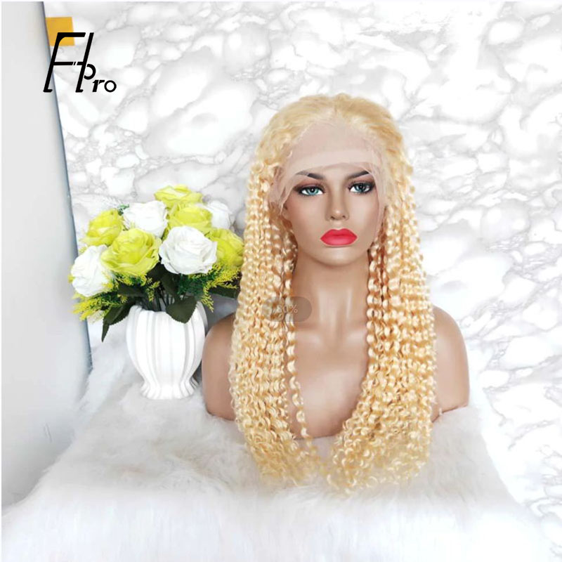 High Density 613# Blonde Full Lace Wig Kinky Curly Baby Hair